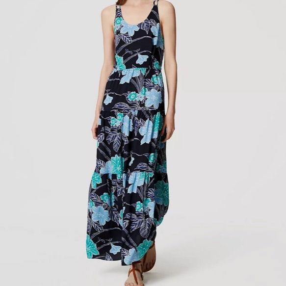 Loft Floral Tiered Maxi Dress